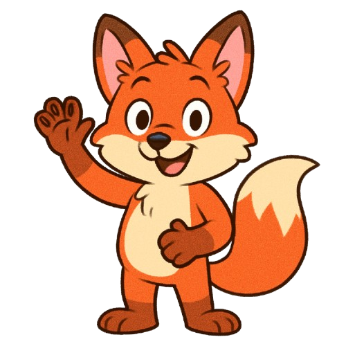 Friendly waving fox character